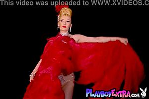 Miranda strips in slutty burlesque costume!