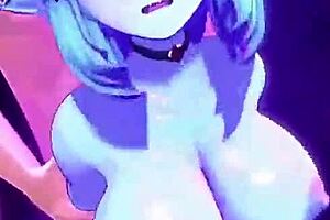 Two blue women in animation with big tits