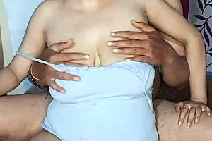 Pretty blond mature Alisha Bhabhi flaunts her big natural boobs