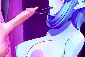 Two blue women in animation with big tits