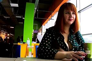 Redhead wife gets naughty publicly