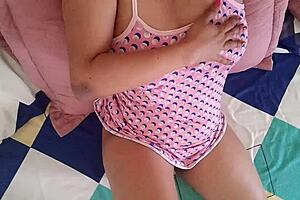 Hot Latina step-cousin's solo performance and wet pussy fingering