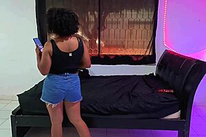 My pussy feels so creamy after that phone call, she moans while masturbating.