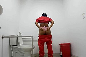 Amateur camera in hospital bathroom films hot Latina nurse