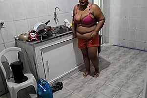 i fucked my latina stepmother in the kitchen, she moaned loudly during anal and got a huge cumshot