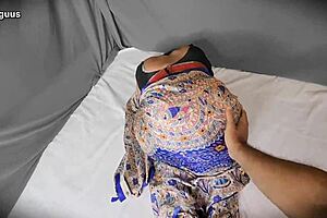 Cumshot on big ass of Asian mother after hot sex with stepson