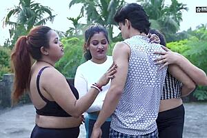 Desi Yoga Teacher Bangs Lady Gang Hard Outdoor with Hindi Audio