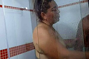 A compilation of a MILF with a curvy ass sucking her stepson’s cock in the bathroom