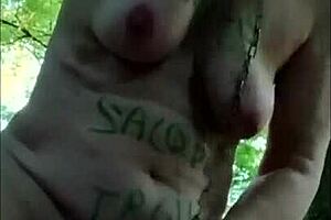 Dirty housewife gets wild in woods