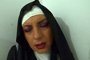 Nun's forbidden lust: fatty MILF gets a facial
