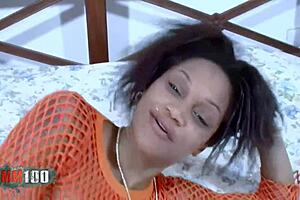 Shania's rough anal sex on a European bed