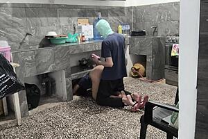 My stepsister got stuck in the kitchen while cleaning
