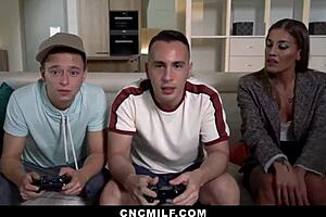 Twin stepmoms intensely dominate stepsons in bdsm foursome