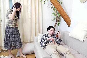 A mature woman catches me while I am pleasuring myself