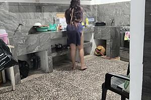 My stepsister got stuck in the kitchen while cleaning
