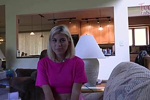 lilith grace, that babysitter, gets a juicy creampie from seth in a quickie fuck with dirty talk.