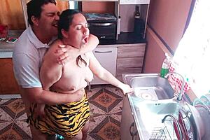 Step mom’s friend got naughty while helping in kitchen
