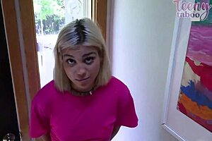 lilith grace, that babysitter, gets a juicy creampie from seth in a quickie fuck with dirty talk.