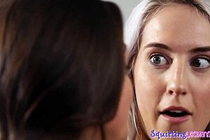 Busty milf seduces squirting lesbian babe with oral. 😘