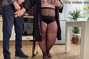 Mother-in-law indulges in intimate kitchen encounter