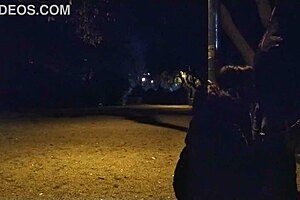 Married woman gives blow job while on a leash