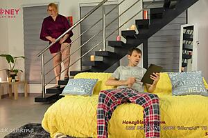 Step Mommy Catches Me and Drains My Cum with Honey Play Box Toy