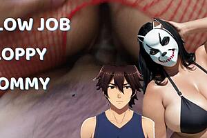 The bbw mother-in-law gives a sloppy blowjob to her stepson