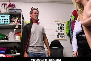 Skinny teen caught shoplifting gets a hot creampie surprise