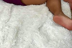 stepmom spreads her legs, flashing wet pussy while masturbating alone