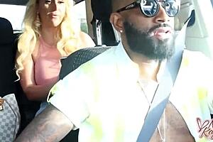 A white slut paws at BBC in the car with Nina Kayy
