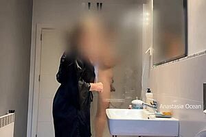 i caught my husband jerking on my stepmom in bathroom and joined them