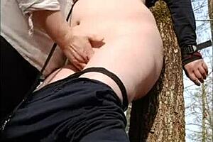 Slutty Milf Flashes in Forest for Bondage and Submission Play