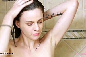 A hot bath relaxes a tall and skinny model