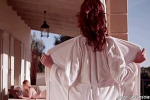 lesbian milfs in hot fingering session. blonde babes licking and kissing raw!