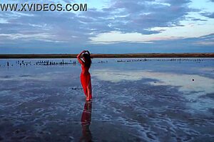 i took a walk on the red sunset of elton salt lake.