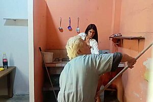 Lesbians have sex in front of painter.