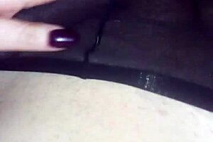 Amateur guy cum in pantyhose underwear very fast while his girlfriend's handjobs
