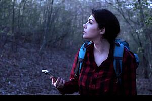 Girl gets lost in the woods. Freeze frame, facefuck
