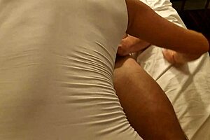 The guy caressed his boss's wife up close at the party hard