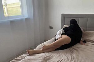 Arab beauty gets aroused while cleaning, showing charm