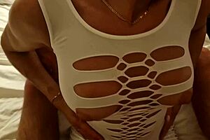 The guy caressed his boss's wife up close at the party hard