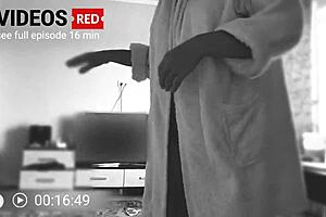 Housewife in housecoat gives blowjob on couch!