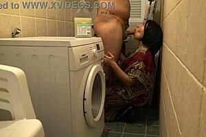 amateur cuckold wife gets rough in basement during husband's work