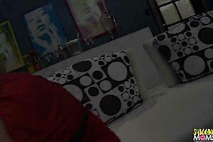 the cutie enjoys a gentle story with big black partner