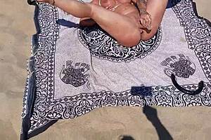 A sexy girl was fucked on the beach by a beater