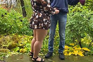 Peeing Together Keeps This Curvy Couple Tight in Public Fun
