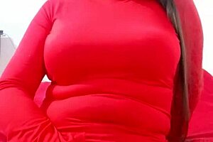 Latina Colombian stepmom with huge cameltoe masturbates in short dress for stepson