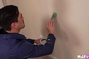 single milf seduces handyman with deepthroat and blowjob