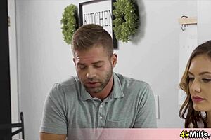 Busty redhead seduces neighbor for unforgettable 3some experience