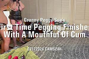 granny peggy tries strapon pegging first time
